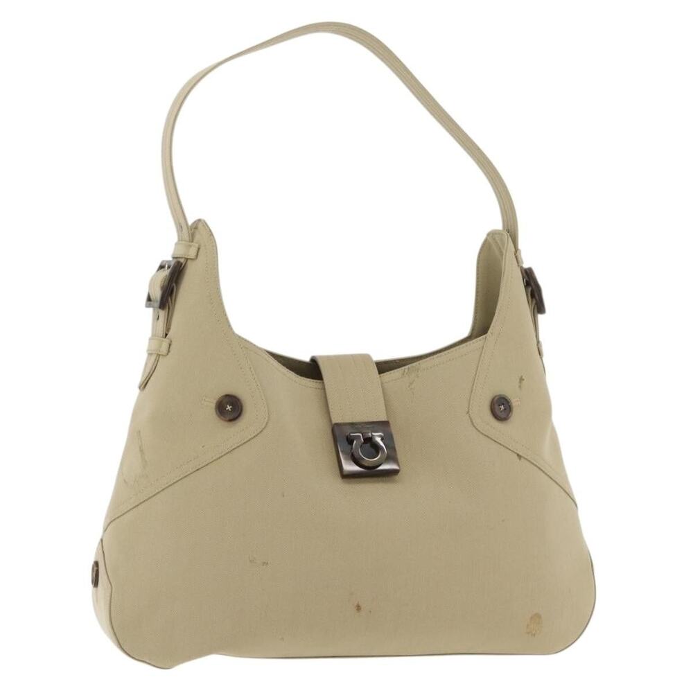 Salvatore Ferragamo Gancini Shoulder Bag Beige